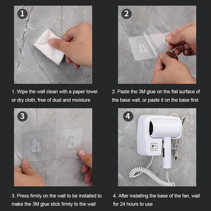 220V Wall Mounted Hair Dryer Hotel Bathroom Hair Dryers Professional Constant Temperature Dryer with Holder Base Free Punching