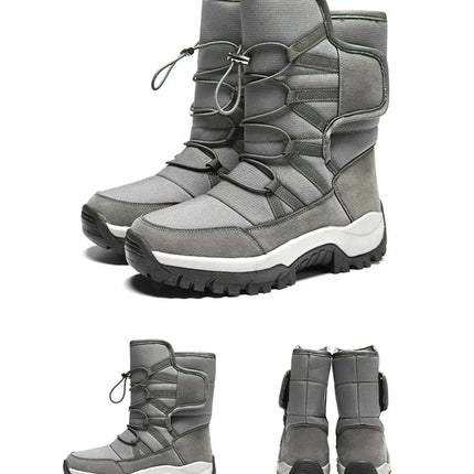 Brand Men's Winter Shoes Waterproof Men's Boots Warm Plush Couple Snow Boots Outdoor Non-slip Hiking Boots Men Work Ankle Boots