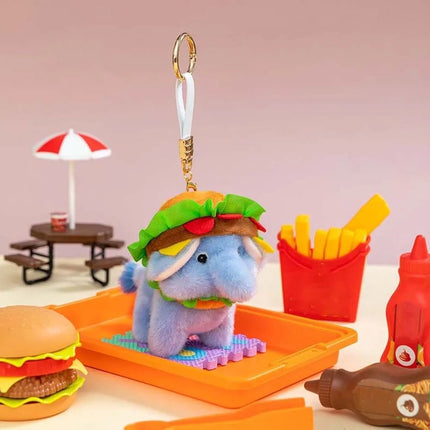 Ultra-Soft PP Cotton Burger Animal Plushie Short Fabric Exquisite Embroidery Kawaii Foodie Key Chain Vivid Realistic Colors