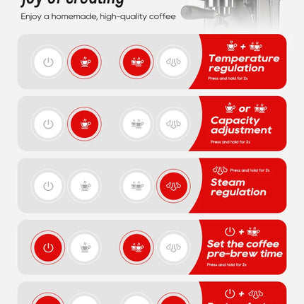 HiBREW 20Bar Semi Automatic Espresso Coffee Machine Temperature Adjustable 58mm Portafilter Cold/Hot Coffee Maker Metal CaseH10A