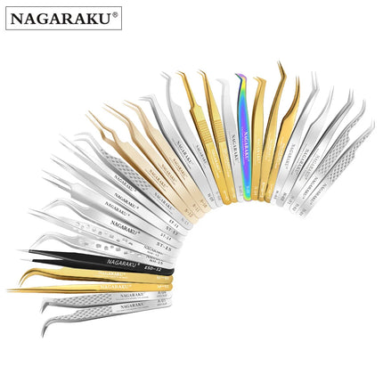 NAGARAKU Eyelash Extension Tweezers Makeup Tools Stainless Steel Non-magnetic Pincet False Eyelash Tweezers 3D accurate tweezers