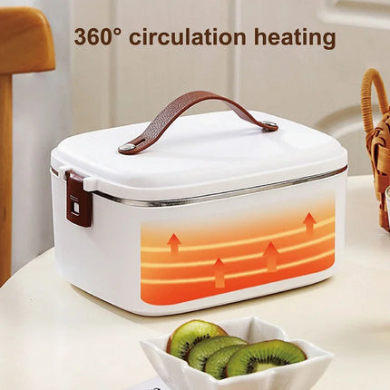 110V/220V/12V Electric Lunch Box Portable Car Fast Food Heater Office 304 Stainless Steel Bento Box Insulated Lunch Box 1.8L