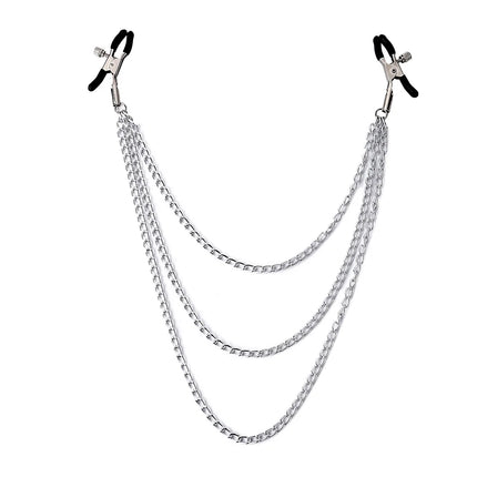 Chain Nipple Clamps Gold & Silver Dual-Tone Alternative Bell-Style Adjustable Nipple Clips BDSM Teasing Adult Novelty Sex Toys