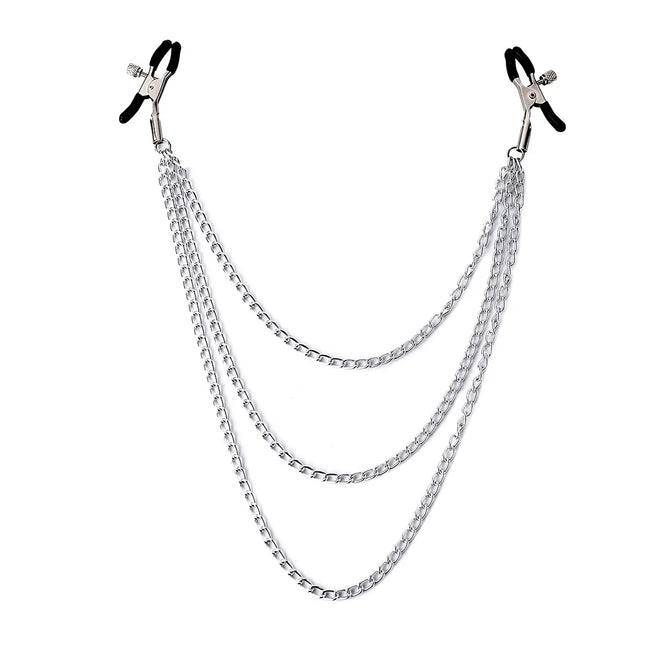 Chain Nipple Clamps Gold & Silver Dual-Tone Alternative Bell-Style Adjustable Nipple Clips BDSM Teasing Adult Novelty Sex Toys