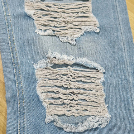 Men's Ripped Non-Stretch Jeans - Distressed Streetwear Loose Fit Denim, Hip-hop Style Regular Length All-Season Comfort