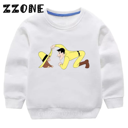 Kids Curious George Monkey Cute Cartoon Sweatshirts Children's Hoodies Baby Cotton Pullover Tops Girl Boy Autumn Clothes,KYT5266