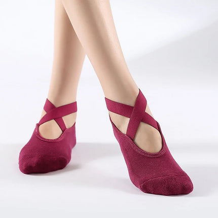 Women High Quality Breathable Yoga Socks Silicone Non-Slip Bandage Pilates Sock Ladies Ballet Dance Fitness Workout Cotton Socks