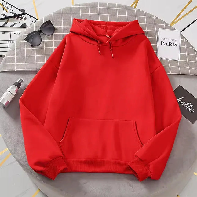 2025 Hot Sale Woman Pure Color Hoodie Urban Casual Fashion Hooded Sweatshirts All Season Female Trend Sporty Pullover Streetwear