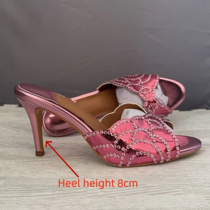 Ladies' Stunning Andsexy Slimhigh-heeled Temperament,ladies' Wedding Sandals,high-quality European AndAmerican Outerwearslippers
