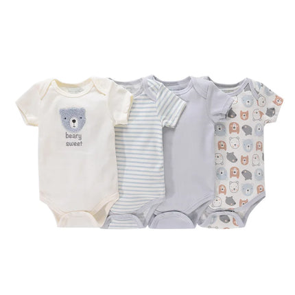 4Pieces Cotton Newborn Bodysuit Print Baby Girl Clothes 0-12M Cartoon Baby Boy Clothes Summer Short Sleeve Romper Bebes