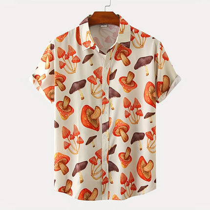 New 3D Dinosaur Printing Shirts for Men Plants Mushroom Graphic Shirts for Women Children Fashion Hawaiian Shorts & Blouses Tops