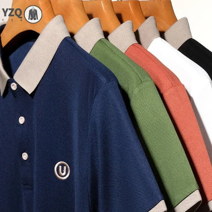 2024 Men's New Embroidered Cotton Business Casual Short Sleeve POLO Shirt Fashion Short Sleeve Comfortable and Breathable Top
