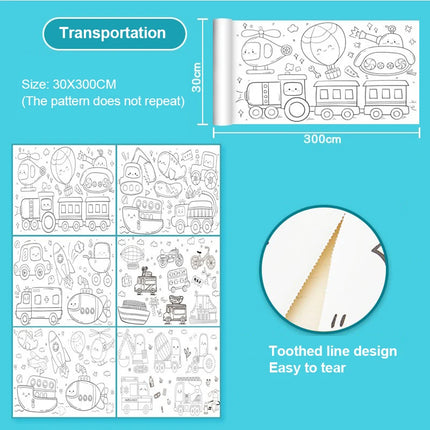Children's Drawing Roll Sticky Color Filling Paper Graffiti Scroll Coloring Paper Roll for Kids DIY Painting Educational Toys