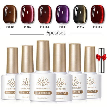 BORN PRETTY Cat Magnetic Moonlight Gel Nail Polish Set 10ml Sparking White Silver Water-light Soak Off UV Gel Nail Art Manicure