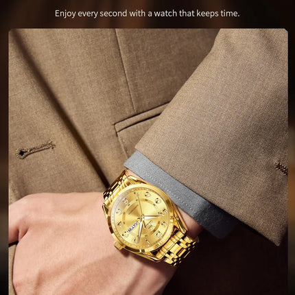 OLEVS Men's Watches Top Brand Luxury Original Quartz Watch for Men Stainless Steel Waterproof Luminous Date Week Business Watches