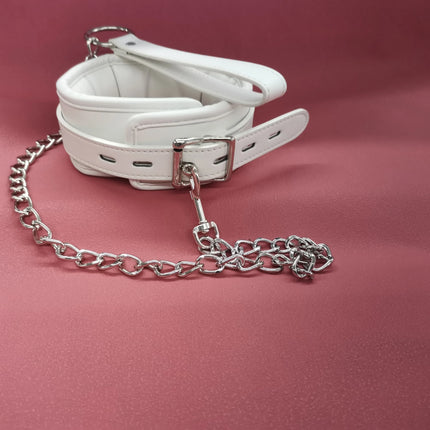 PU Leather Soft Padded White Handcuffs Ankle Cuffs Wrist Bondage Restraints Neck Collar BDSM Bondage Slave Erotic Adult Sex Toys