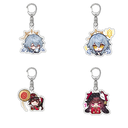 Honkai: Star Rail Anime Figure Acrylic Keychain Dan Heng Feixiao Firefly Model Plate 4pc/set Keyring Game Fans Gift