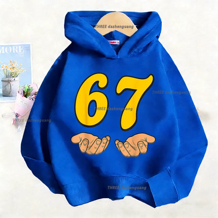 Autumn Children's Comfortable Hoodies 67 Six Seven Digit Print Kid Cute Fleece Sweatshirt Boys Girls Casual Fashion Sport Hooded