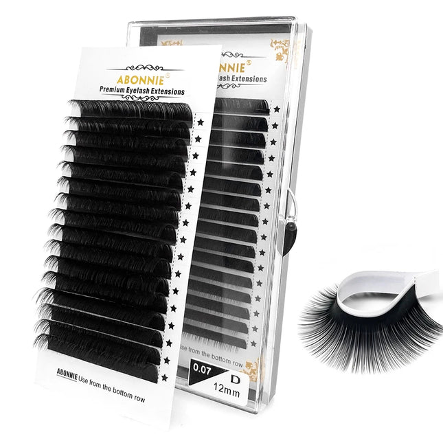 Abonnie Classic Eyelash Extensions Fluffy Individual Lashes Extension Supplies Dark Black Cilia All Size False Eyelash