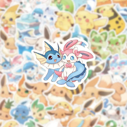 60PCS Cute Eevee Graffiti Stickers Sylveon Pokemon Anime Cartoon Decal Luggage Phone Cup Guitar Fridge Scraphbook Kid Toys