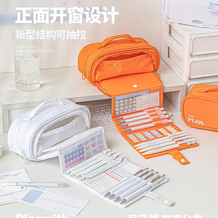 Planwith Multifunction Pencil Bag,Large Capacity Retractable Storage Pen Pouch For Primary/High School Students For Various pens