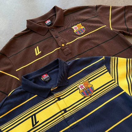 Y2k Barca Polo Shirt Retro Two Color Embroidered Logo Men Women Sweatshirt High Street Casual Streetwear Unisex Boxy Polo Shirt