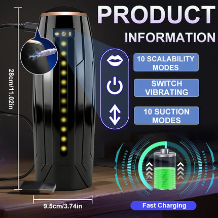 3 IN 1 Automatic Telescopic Sucking Male Masturbator Cup  Enlargement Penis Pump Vibrating Pussy Real Vagina Sex Toys for Men