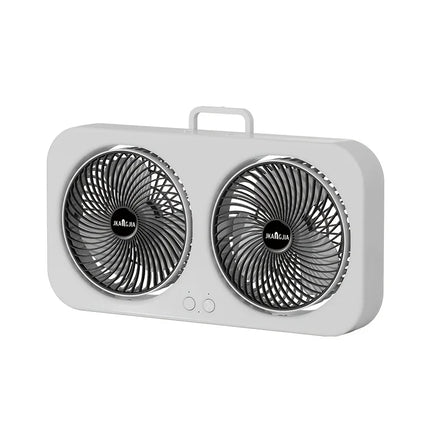 Dual Head USB Fan 360 Rotatable Blades Wall Mount or Freestanding Design Rechargeable Fan for Office Bedroom Outdoor Camping