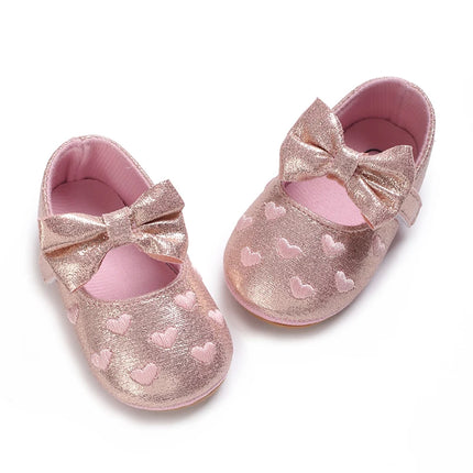 Spring and Autumn Embroidered Peach Heart Step Bow-knot Baby Shoes 0-1 Year Old Hand held Male and Female Baby Soft Bottom