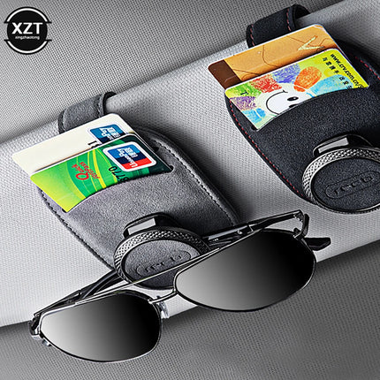 Fashion Car Glasses Holder Universal Sun Visor Clip Sunglasses Holder Suede Leather Eyeglasses Hanger Ticket Clip Glasses Mount