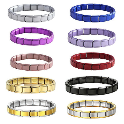 Italian Charm Link Stainless Steel Golden Bracelet for Woman Men DIY Making 9mm Bead Silver Color Retro Bangle Jewelry Wholesale