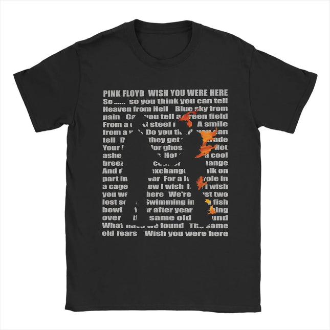 Rock Tops Pink Floyd Wish You Were Here Cotton T-Shirt Casual Loose T Shirts Print Cotton T Shirt Oversized Clothing Unisex