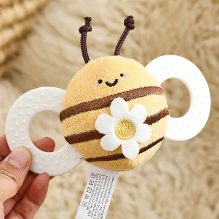 Plush Bee Rattle Cartoon Bee Doll 0-12 Months Baby Toys Soft Multifunctional,Cute Animal Soft Comfort Toys,Baby Teething Toys
