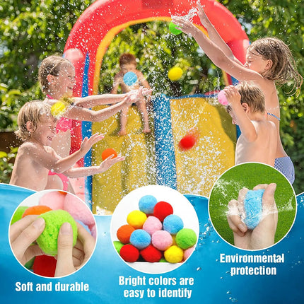 12/30/60Pcs Reusable Water Balloons Cotton for Kids Outdoor Toys Games Summer Pool Cotton Water Balls Toy Water Play Splash Ball