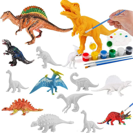 6/8PCS Unpainted DIY Dinosaur Paint Kit 3D Blank Dinosaur Figures Craft Painting Set Montessori Educational Creative Graffiti