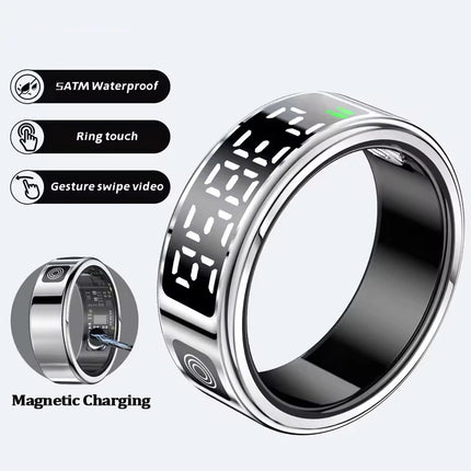 2026 Smart Ring with Display Screen and Touch, Wireless Charging, Health Manager, 5 ATM Waterproof For Men Women Rings R12 R11