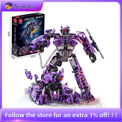 MOC Transformable Shockwave 2-in-1 Mecha Model Compatible with Mini Building Blocks STEM Educational Bricks Toys Gift for Boys