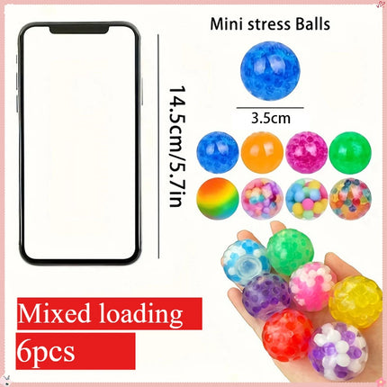6PCS Mini Squishy Stress Balls Set Rainbow Squeeze Ball EDC Toy Sensory Fidget Toy Durable Non-Toxic Squeeze Balls Relief Stress