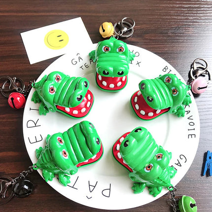 Funny Cute Cartoon Mouth Tooth Alligator Hand Keyring Children's Toy Biting Crocodile Game Keychain Women Men Gift Bag Pendant