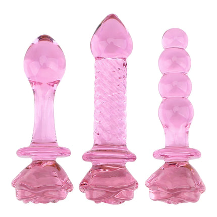 Sexy Rose Anal Beads Glass Butt Plug for Women Vaginal Dilator Dildos Female Masturbator Erotic Products Sex Toys Adults Men 18