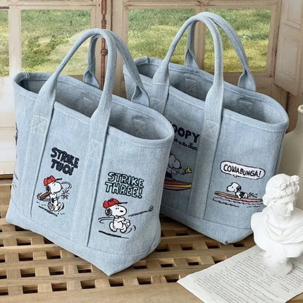 Snoopy Canvas Bag Cute Embroidered Shoulder Bag Fashion Minimalist Tote Bag Outward Handbag Exquisite Commuter Bag Christmas Gif