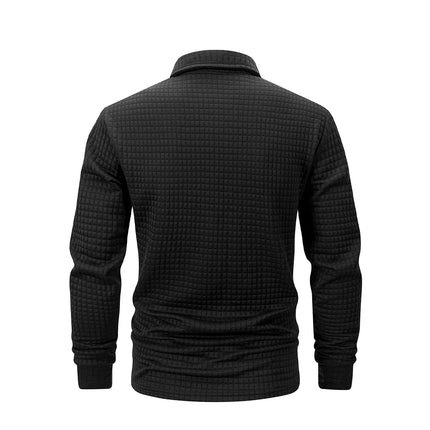 Men's Golf Checkered Long Sleeve Polo Shirt  Casual Sports Business Men POLO Shirt Comfortable Breathable Solid Color T-shirt
