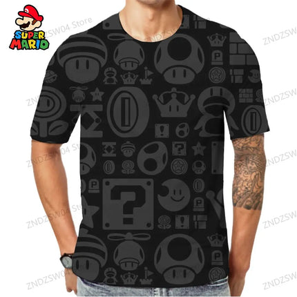 Men's Children's T-Shirt Mario Y2k 2024 Streetwear Anime Short Sleeve Tops Mens Clothes Quick Dry 110-6XL Harajuku Style Fashion