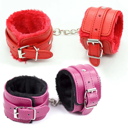 Leather Plush Hand Ankle Cuffs Bdsm Bondage Adult Games Restraints Foot Fetish Sex Toys For Couples Women Erotic slave Handcuffs