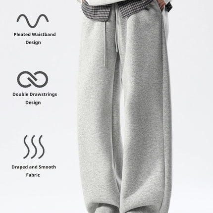 DUKEEN Men’s 400g Heavyweight Straight-Leg Sweatpants Cotton Blend Wide Fit Casual Sports Pants for Spring Autumn
