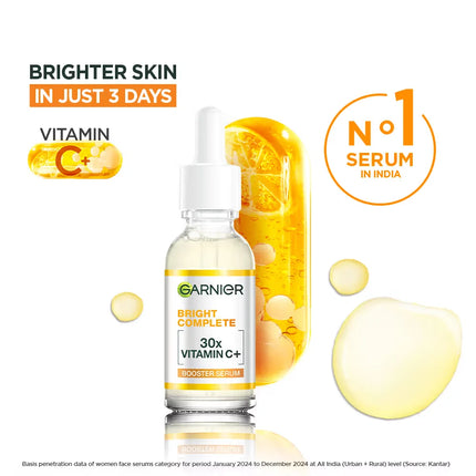 Garnier Bright Complete Vitamin C Booster Face Serum 30ml Facial Essence With 377 For Skin Radiance Even Texture Daily Care