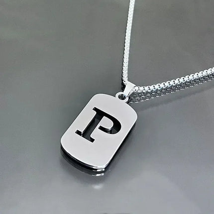 Fashion Punk A-Z Initial Tag Letter Stainless Steel Pendant Necklaces for Men Women Wholesale Jewelry Lot Collar Jewelry Goth