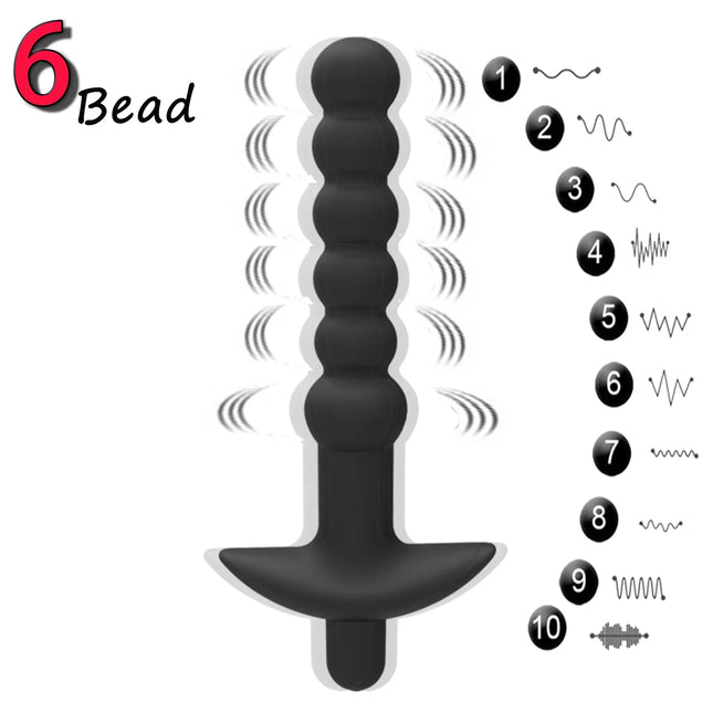 Silicone 10 Speeds Anal Plug Prostate Massager Vibrator Butt Plugs 6 Beads Sex Toys for Woman Couple Men Adult Product Sex Shop
