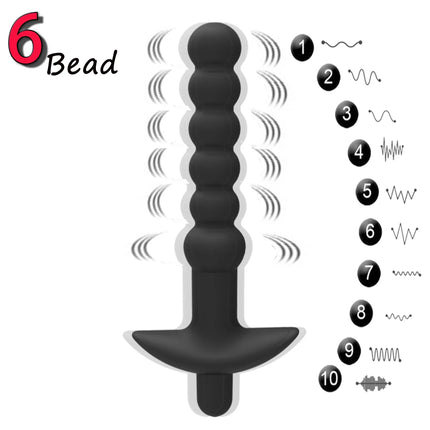 Silicone 10 Speeds Anal Plug Prostate Massager Vibrator Butt Plugs 6 Beads Sex Toys for Woman Couple Men Adult Product Sex Shop