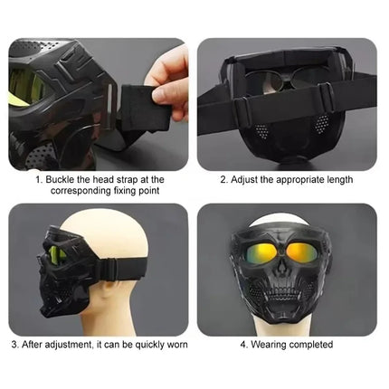 Cycling Colorful Goggles Motorcycle Skull Mask Riding Windproof Full Face Mask Paintball Game Tactical Protective Helmet Mask